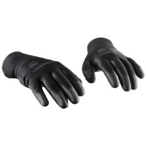 WDK-PU01B/L Перчатки черные защитные эластичные из нейлона с покрытием, 1 пара, размер L
